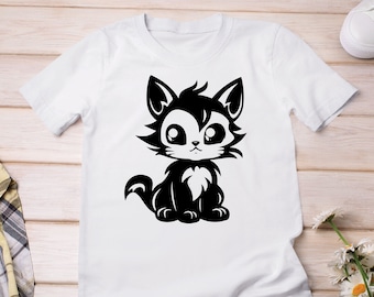 Petit chat Png, chat mignon Svg, téléchargement numérique de chat, vecteur de chat, fichier de coupe de chat, silhouette de chat, coupe de vinyle de chat, chat Wall Art, chat Cricut