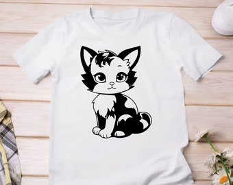 Petit chat Png, chat mignon Svg, téléchargement numérique de chat, vecteur de chat, fichier de coupe de chat, silhouette de chat, coupe de vinyle de chat, chat Wall Art, chat Cricut