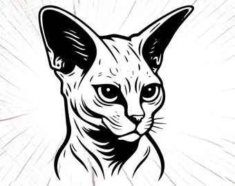 Sphynx Cat Wall Art Svg, Sphynx Cat Svg, Sphynx Cat Download digitale, Cat Vector, Cat Cut File, Cat Silhouette, Cat Art, Cat Ornament Eps