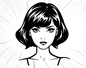 Cute Woman Face SVG, Woman Face PNG, Woman Face Instant Download, Woman Cricut Cut, Woman Print File, Sublimation File, Silhouette Cut Eps