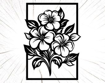 Flowers Bouquet Png, Floral Svg, Flower 3 Panel Wall Art, Floral Laser Cut File, Floral Digital Download, Floral Vector, Flower Wall Art Cnc