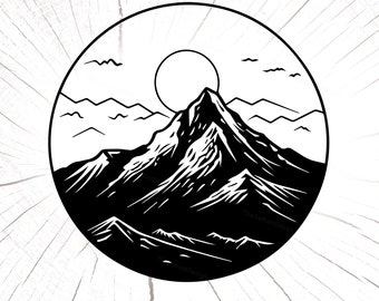 Mountain SVG, Mountain Clipart, Mountain Svg Cut Files For Cricut, Mountain Silhouette Svg, Mountain Svg Hand Drawn, Landscape Svg Wall Art
