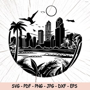 City Skyline SVG, City PNG, City Decor, City Poster, City Panel Svg, Buildings Instant Download, Cityscape Cricut Cut Files, City Print Pdf