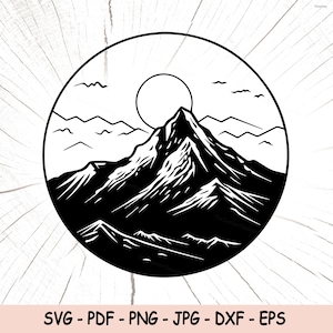 Mountain SVG, Mountain Clipart, Mountain Svg Cut Files For Cricut, Mountain Silhouette Svg, Mountain Svg Hand Drawn, Landscape Svg Wall Art