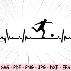 Footballer Heartbeat SVG, Soccer Heartbeat PNG, Football Art Instant Download, Football Player Cricut Cut Files, Football Sublimation File