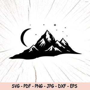 Mountain SVG, Mountain Clipart, Mountain Svg Cut Files For Cricut, Mountain Silhouette Svg, Mountain Svg Hand Drawn, Landscape Svg Wall Art