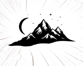 Mountain SVG, Mountain Clipart, Mountain Svg Cut Files For Cricut, Mountain Silhouette Svg, Mountain Svg Hand Drawn, Landscape Svg Wall Art