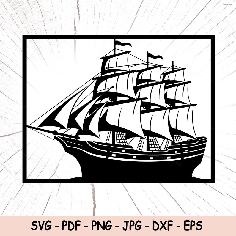 Pirate Ship Laser Cut Out Wood Shape Craft Supply Thickness