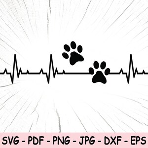 Heartbeat Dog Paw SVG, Heartbeat Dog PNG, Dog Paw Sticker Instant Download, Dog Lover Sublimation File, Animal SVG, Pet Paws Svg Png Clipart