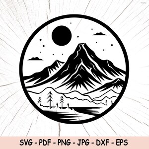 Mountains Svg, Forest File For Cricut, Forest Scenery Svg For Silhouette, Cut Files, Mountain Clipart, Pine Tree Svg Png, Wilderness Svg Eps