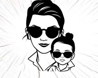 Momlife Svg, Mom Life Kid Life Svg, Mom And Daughter Glasses Svg, Momlife Wall Art, Mom And Daughter Wall Art,  Momlife Png, Digital Files