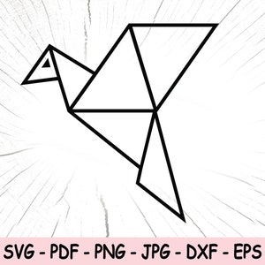 Geometric Bird SVG, Origami Paper Bird PNG, Origami Instant Download, Bird Cricut Cut Files, Paper Crane Silhouette, Origami Bird Clipart