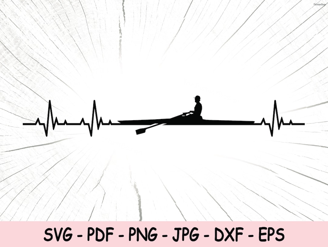 Rowing Heartbeat SVG, Rowing Art PNG, Rowing Print Instant Download ...