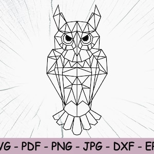 Geometric Owl SVG File, Geometric Animal Sublimation Design, Nature Design, PDF, JPG, Dxf Owl Instant Digital Download, Cricut & Silhouette