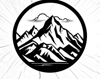 Sjöar och berg Svg, skogsfil för Cricut, skogslandskap Svg klippfil, landskapsberg Clipart, tall Svg Png, vildmark Svg