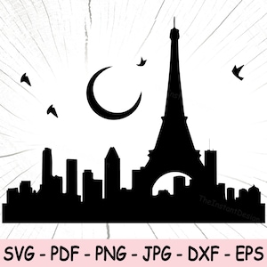 Paris SVG, Paris City PNG, Cityscape Cricut, Paris Print File, Paris City Sublimation File, Paris Silhouette, Paris Skyline Eiffel Tower Svg