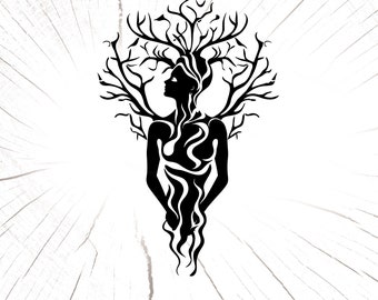 Kvinnaträd Svg, Kvinnors Empowerment Eps, Träd med rötter, Cricut Silhouette Cut-fil, Plasma Cut-fil, Laser Cut-filer, Träd Glowforge-filer