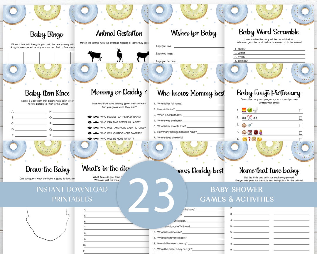 Boy Sprinkle Baby Shower Game Bundle Printable 23 Instant - Etsy