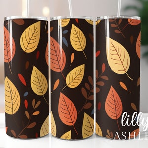 Diseños de sublimación de otoño para vaso flaco de 20 oz Diseños de sublimación de hojas Diseños de vaso de envoltura de vaso Vaso de sublimación de otoño 20 oz
