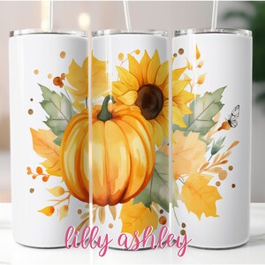 Fall Sunflower Tumbler Sublimation Template for Tumblers Sublimation Designs Pumpkin Tumbler Wrap Fall Floral Pumpkin Skinny 20 oz