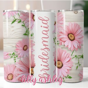 Sublimation Template Wedding Tumbler Bridesmaid Tumbler Wrap Floral Tumbler Design Wedding Sublimation Skinny Tumbler 20 oz Bridal Party
