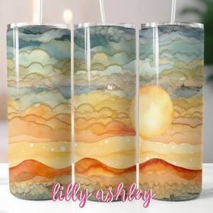 Adventure 20 oz Skinny Tumbler Wrap Sublimation Template Design for Reusable Water Cup, Mountain Scene Tumbler, Summer Sunset Gold Foil Wrap