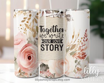 Sublimationsvorlage für Becher Braut Hochzeit Floral Tumbler Wrap Tumbler Design Brauthochzeitsgeschenk Sublimation Skinny Tumbler 20 oz