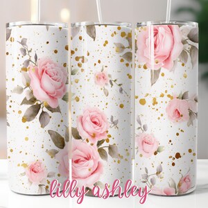 Sublimation Template for Tumblers Watercolor Sublimation Designs Tumbler Wrap Tumbler Designs Floral Sublimation Tumbler 20 oz Roses