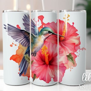 Hummingbird 20 oz Skinny Tumbler Sublimation Template  Seamless Tumbler Wrap PNG Digital Download, Bird Tumbler Wrap for Reusable Water Cup