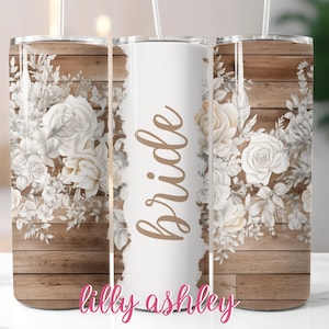 Sublimation Template for Tumblers Bride Rustic Wedding Floral Tumbler Wrap Tumbler Design Wedding Sublimation Skinny Tumbler 20 oz for Bride