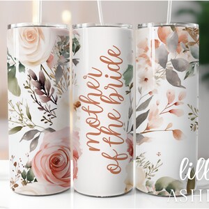 Sublimation Template Wedding Tumbler Wrap Floral Tumbler Design Wedding Bride Skinny Tumbler 20 oz Mother of the Bride Wedding Party
