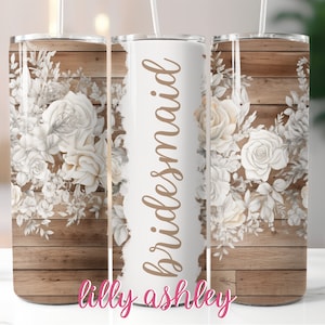 Sublimation Template for Tumblers Bridesmaid Rustic Wedding Floral Tumbler Wrap Tumbler Design Wedding Sublimation Skinny Tumbler 20 oz