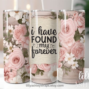 Bridal Wedding 20 oz Floral Skinny Tumbler Wrap Sublimation Template Tumbler Design for Bride Wedding Gift Sublimation For Engaged Couple