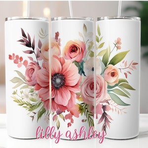 Watercolor Floral 20 oz Skinny Tumbler Sublimation Template Tumbler Wrap Designs, Flower Tumbler Wrap, Floral Sublimation Designs