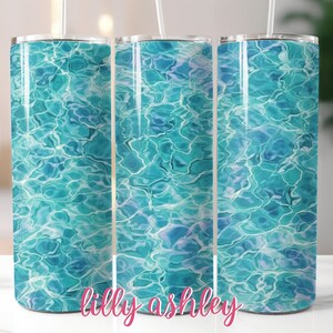 Pool Sublimation Template for Tumblers Watercolor Waves Sublimation Designs Tumbler Wrap Tumbler Designs Summer Sublimation Tumbler 20 oz