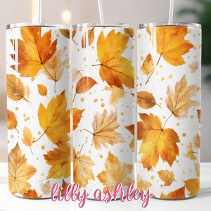 Hojas de otoño 20 oz Flaco Vaso Sublimación Plantilla Diseño Vaso Envoltura Hojas de Otoño, Vaso de Acción de Gracias, Envoltura de Vaso de Otoño PNG Digital