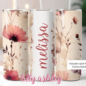 Sublimation Template for Tumblers to Personalize Sublimation Designs Tumbler Wrap for Name Floral Watercolor Skinny 20 oz File For Name