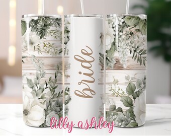 Sublimation Template for Tumblers Bride Rustic Wedding Floral Tumbler Wrap Tumbler Design Wedding Sublimation Skinny Tumbler 20 oz for Bride