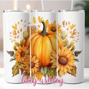 Fall Sunflower Tumbler Sublimation Template for Tumblers Sublimation Designs Pumpkin Tumbler Wrap Fall Floral Pumpkin Skinny 20 oz