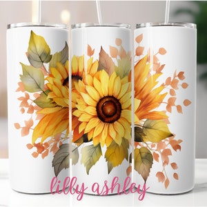 Fall Sunflower Tumbler Sublimation Template for Tumblers Sublimation Designs Pumpkin Tumbler Wrap Fall Floral Pumpkin Skinny 20 oz