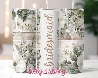 Wedding Themed Tumbler Wrap | Wedding Sublimation Designs | Sublimation Template 20 oz Skinny Tumbler | Bridesmaid PNG | Bridal Party Wrap