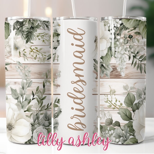 Sublimation Template for Tumbler Bride Rustic Wedding Floral Tumbler Wrap Tumbler Design Wedding Sublimation Skinny Tumbler 20 oz Bridesmaid