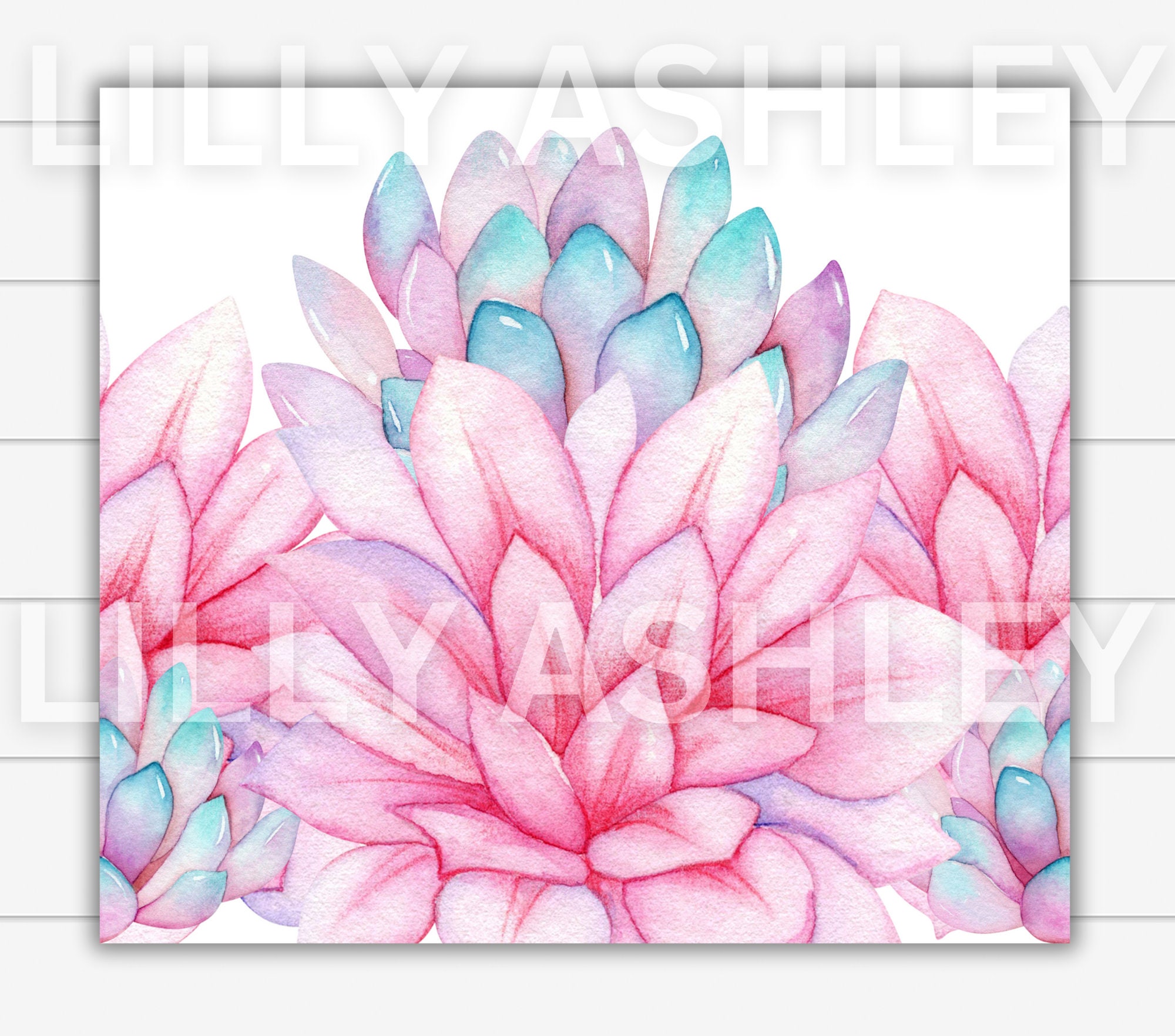 Pink Succulents 20 Oz Skinny Tumbler Wrap Sublimation Template ...