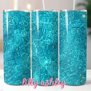 Pool Sublimation Template for Tumblers Watercolor Waves Sublimation Designs Tumbler Wrap Tumbler Designs Summer Sublimation Tumbler 20 oz