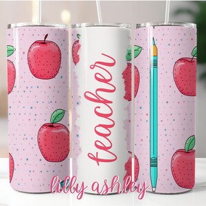 Teacher 20 Oz Skinny Tumbler Sublimation Template Straight Tumbler Cup Wrap, Apple Wrap for Tumblers, Teacher Appreciation Teaching Wrap PNG