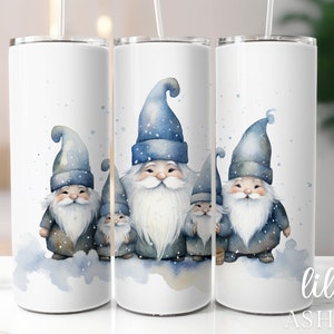 Snowflake Gnomes 20 oz Skinny Tumbler Sublimation Design Tumbler Wrap, Winter Snow Tumbler Wrap Gnome Tumbler Wrap PNG Digital Download