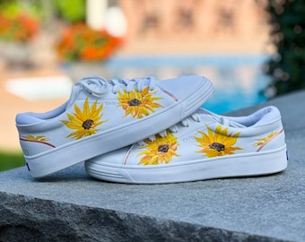 Sunflower Wedding Sneakers | Custom Hand-Painted Leather Ked's