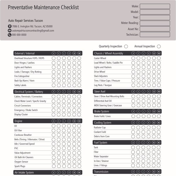 Preventive Maintenance Template Etsy