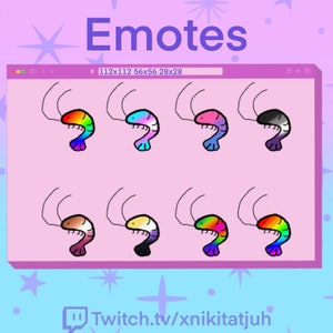 Pride shrimp emotes/badges twitch