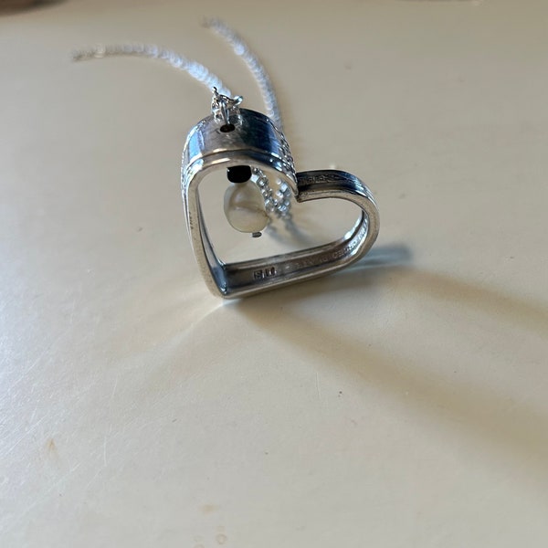 Silver Ware heart with freshwater pearl